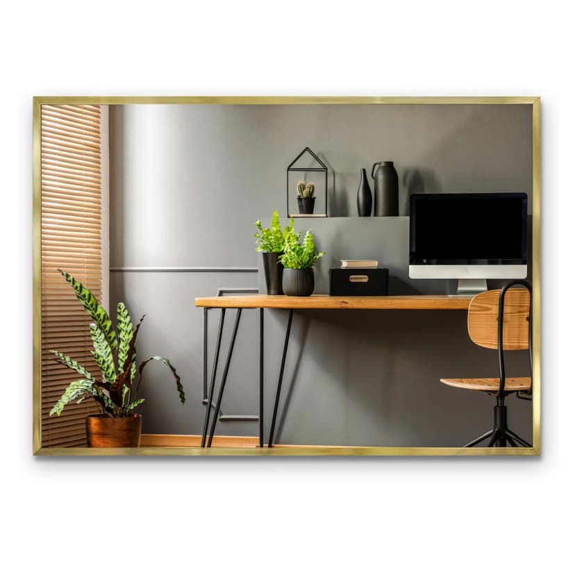 Großer Rechteckiger Wandspiegel mit Rahmen Ganzkörperspiegel Wohnzimmer 100x70cm