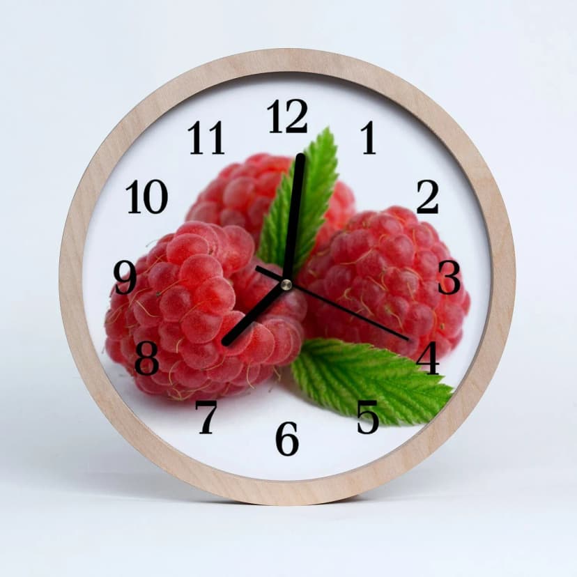 Tulup Holzuhr 25fi cm Wanduhr Küchenuhr - Himbeeren Obst