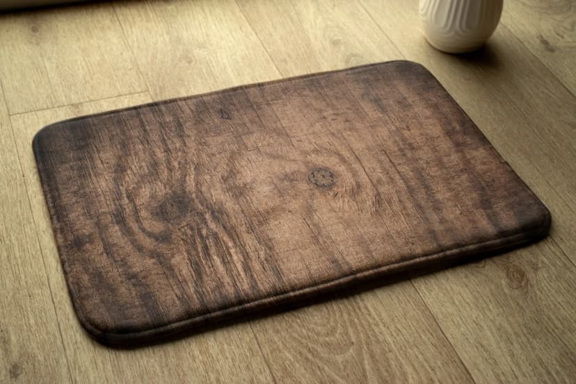 Stilvoller Badteppich Modern Badematte mit Druck Rutschfest Holz 90x60
