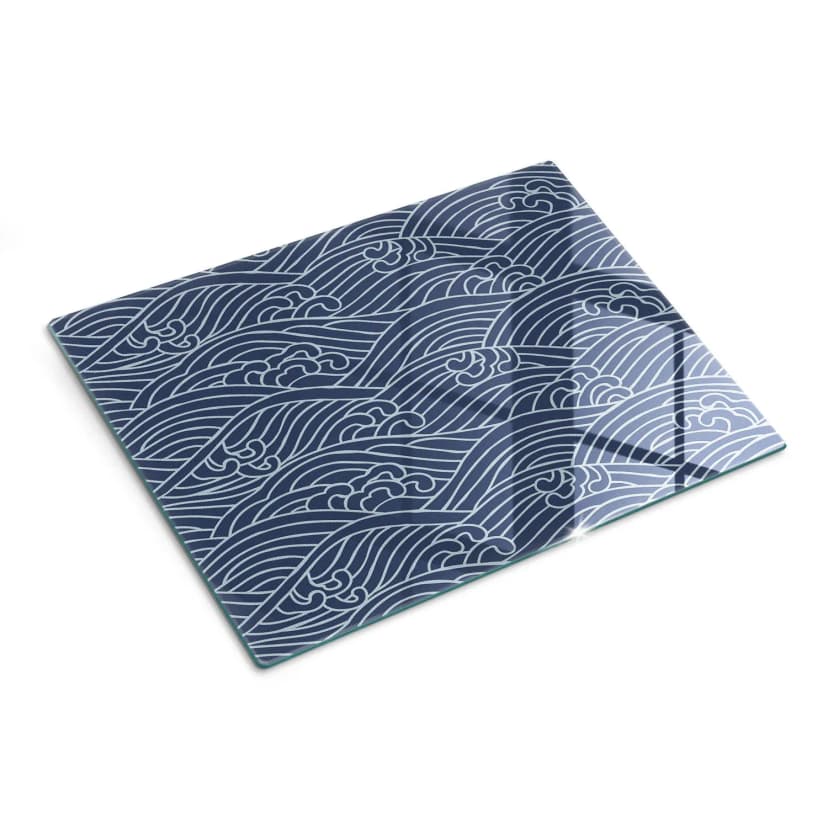 Glas Schneidebrett Küche Hitzebeständige Schneideunterlage Wellen 40x30 cm