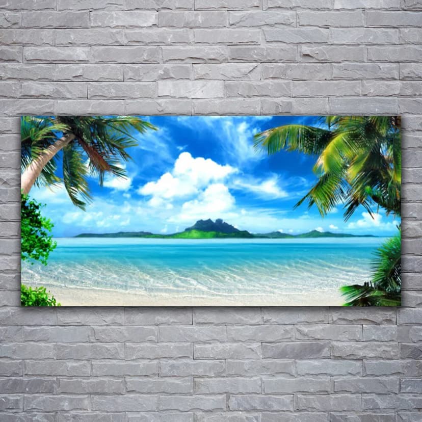 Wandbilder Glasbilder Druck auf Glas 120x60 Palmen Meer Landschaft