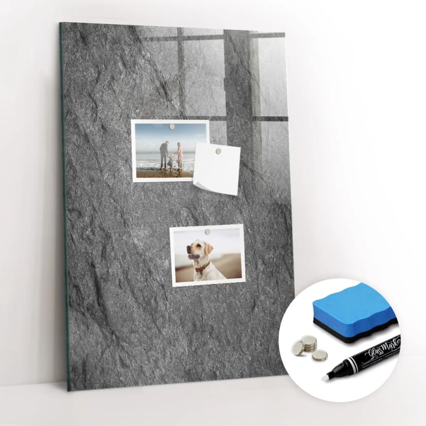 Glasmagnettafel abwischbar mit Marker Schwamm Set Planung Felsstruktur 40x60 cm