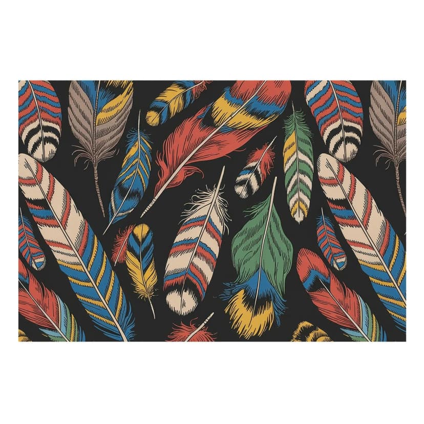 Vlies Tapete Vliestapete Wandbild Vliesdruck FotoTapete Bunte Federn Blau