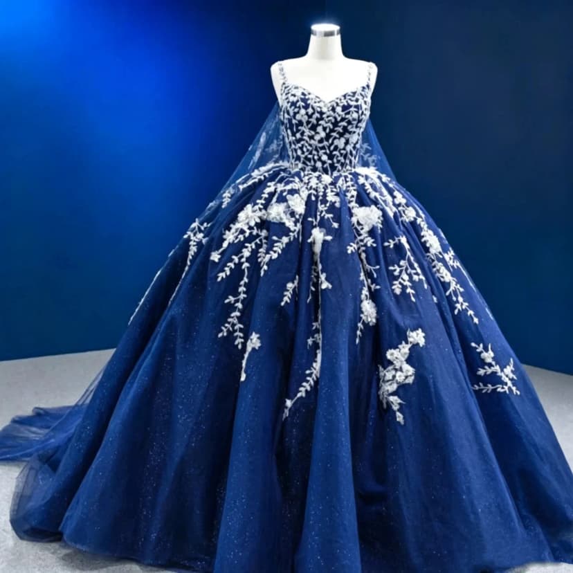 Marineblaue Quinceanera Kleider mit Cape Glitzer süß 15 16 Party Ballkleider