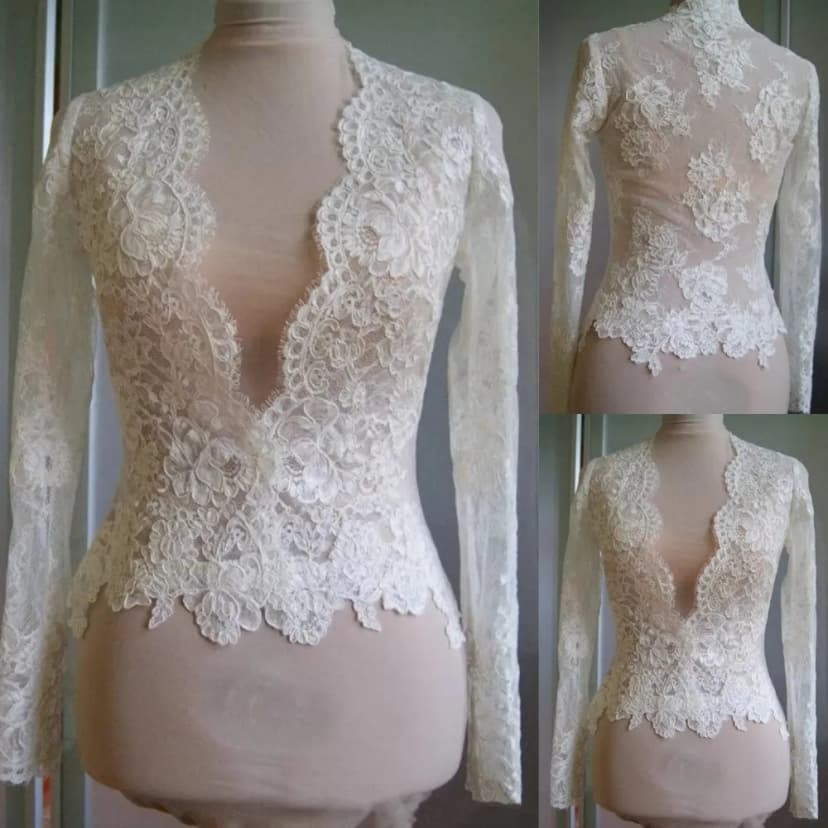 Neu Braut Wickel Spitze Hochzeit Jacken Bolero Elfenbein Weiß Braut Langarm