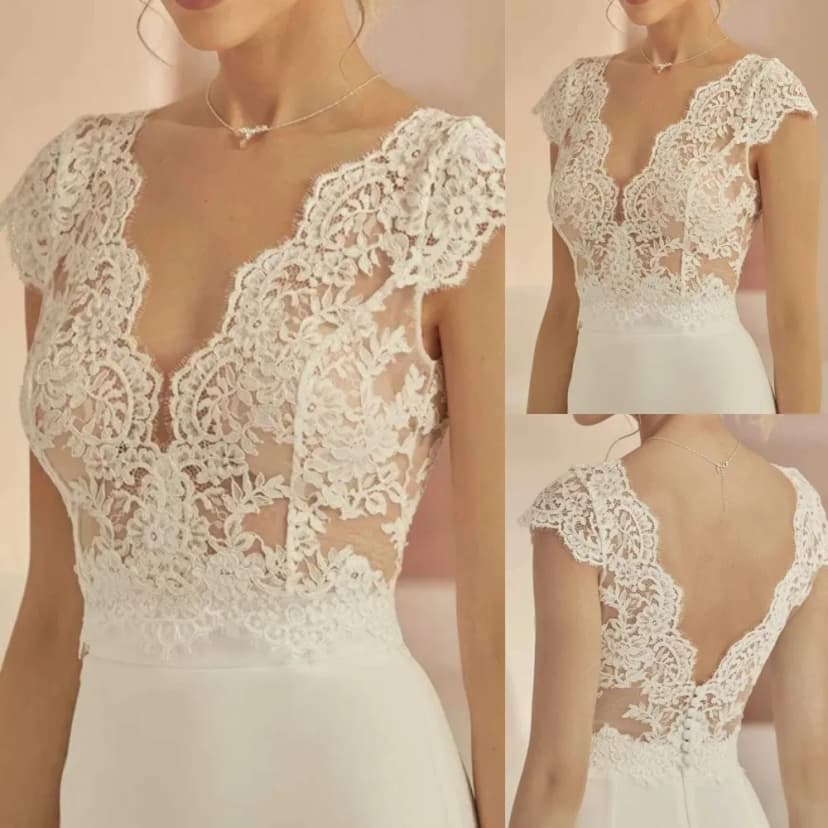Elegante Brautkleider Jacke Spitze V Ausschnitt Ärmellos Knopf Braut