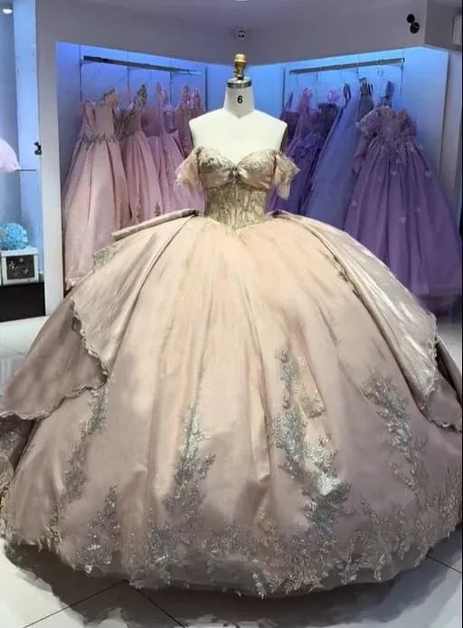 Luxus Quinceanera Kleider Schulterfrei 3D Blumen Süß 15 16 Ballkleid