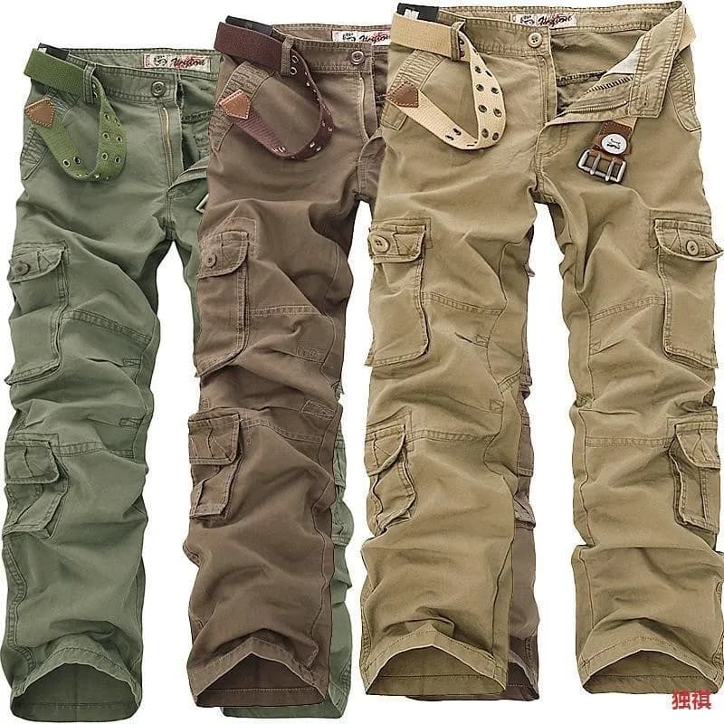 Herren Cargo Hose 100% Baumwolle Arbeitshose Tactical Combat Outdoor Wanderhose
