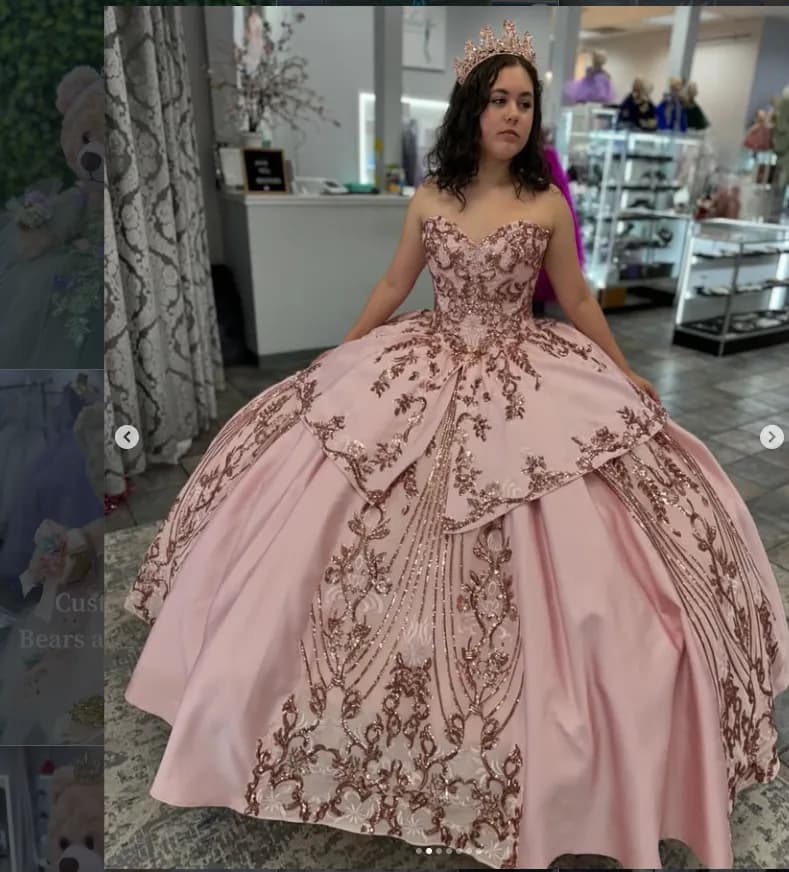 Rosa Quinceanera Kleider Glitzer Herzausschnitt Prinzessin süß 16 Ballkleid