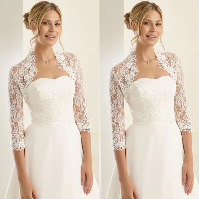 Elegantes Brautkleid Spitzenjacke Spitze Langarm Braut Bridal Bolero