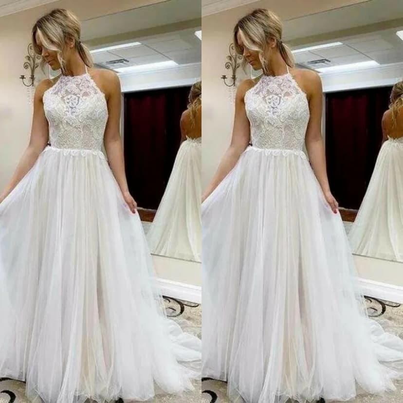 Boho Brautkleider Rückenfrei Spitze Ärmellos A Linie Strand