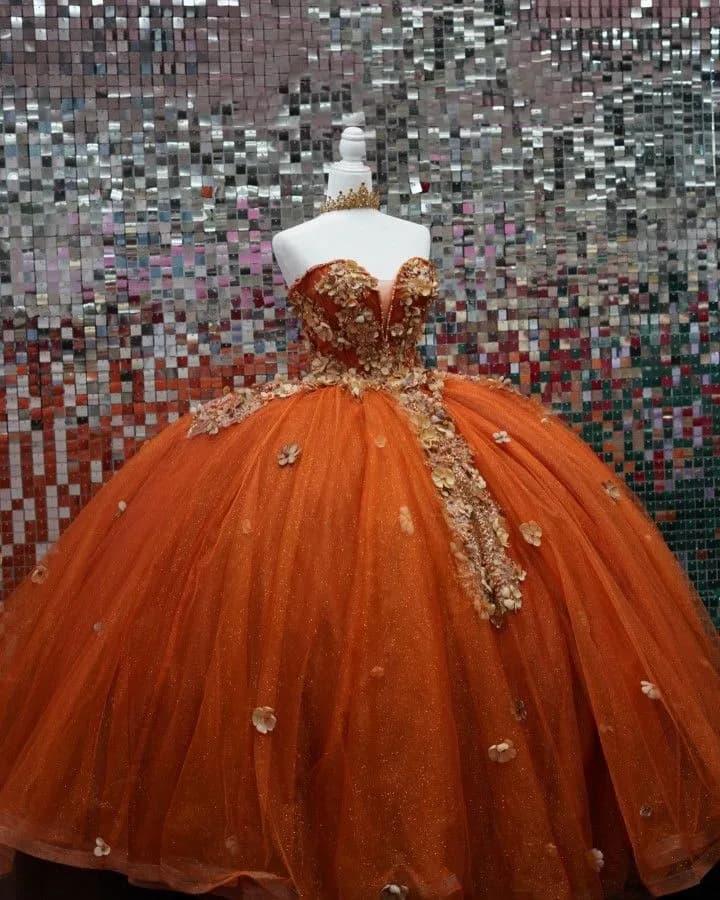 Wunderschöne Quinceanera Kleider Herzausschnitt 3D Blumen Festzug XV Vestido