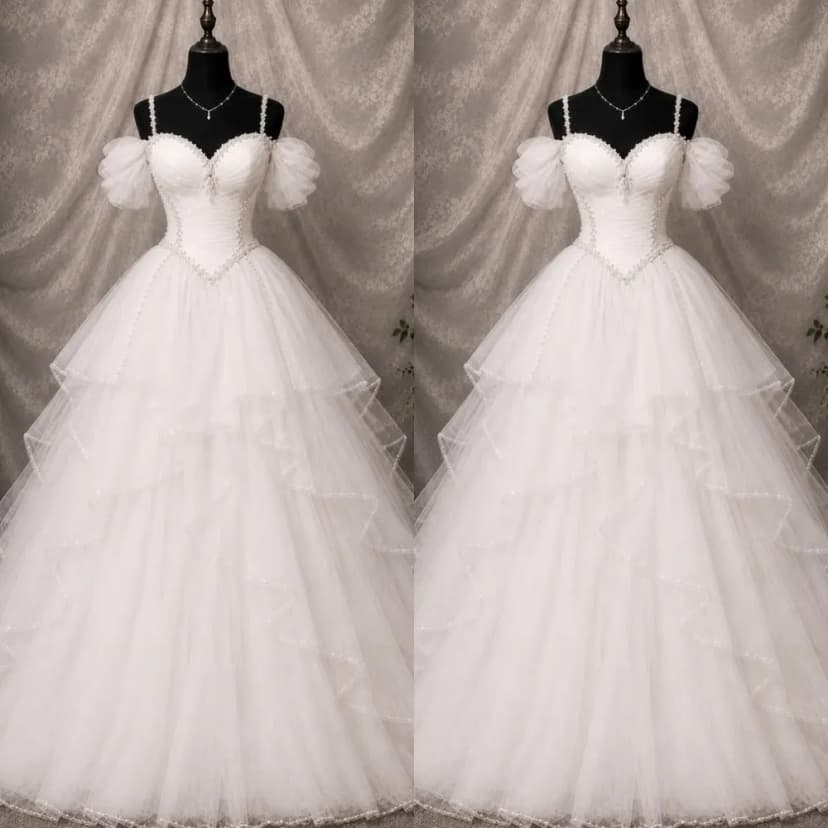 Elegante Brautkleider Rüschen Schulterfrei A Linie Tüll Sweep Schleppe