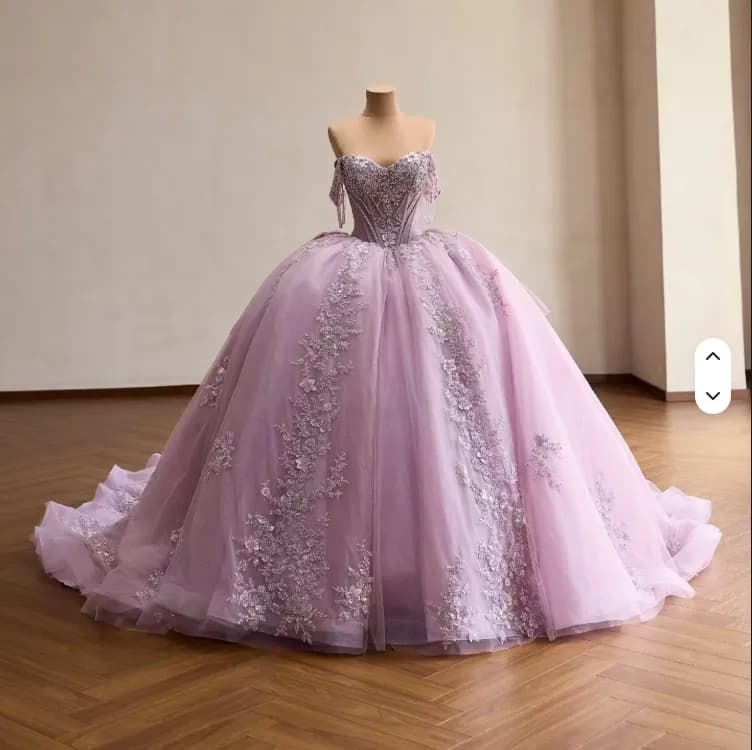 Fliederfarbene Quinceanera Kleider Schulterfrei Süß 15 16 Party Abschlussball