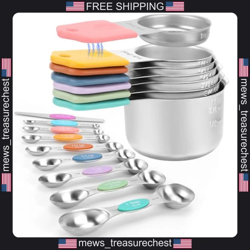 Magnetisches Edelstahl Messbecher und Löffel Set 16 Stück