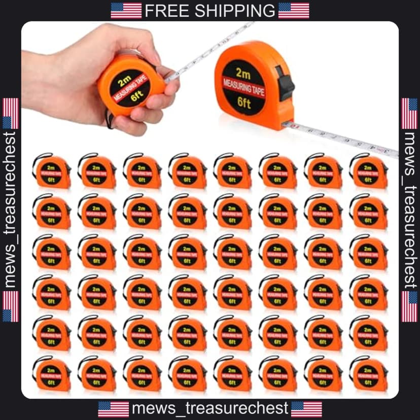Mini Maßband Schlüsselanhänger 6 Fuß einziehbar orange 50er Pack