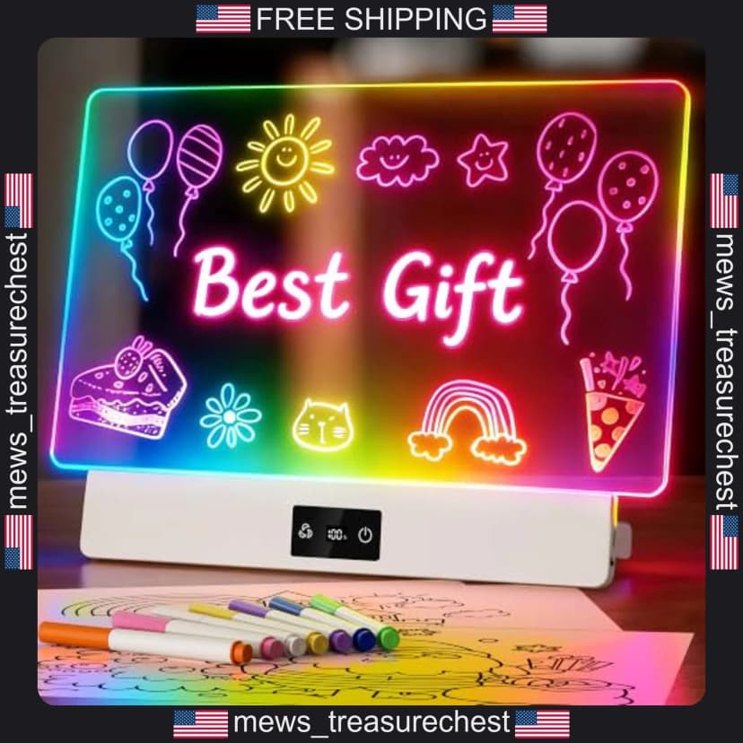 LED Zeichenbrett für Kinder Wiederaufladbar 16 Zoll Neon