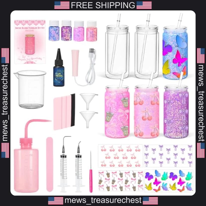 Zum Selbermachen Schneekugel Becher Kit 16 Unzen Acryl vorgebohrt klar