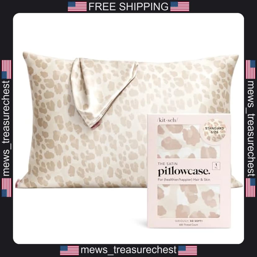 Satin Kissenbezug mit Reißverschluss für Haare & Haut, Standardgröße, Leopard