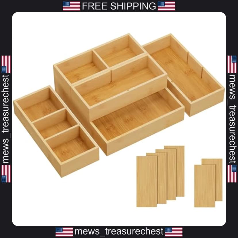 Schubladen Organizer Set 5 Stück mit 6 Trennwänden für Küche, Büro und Schrank