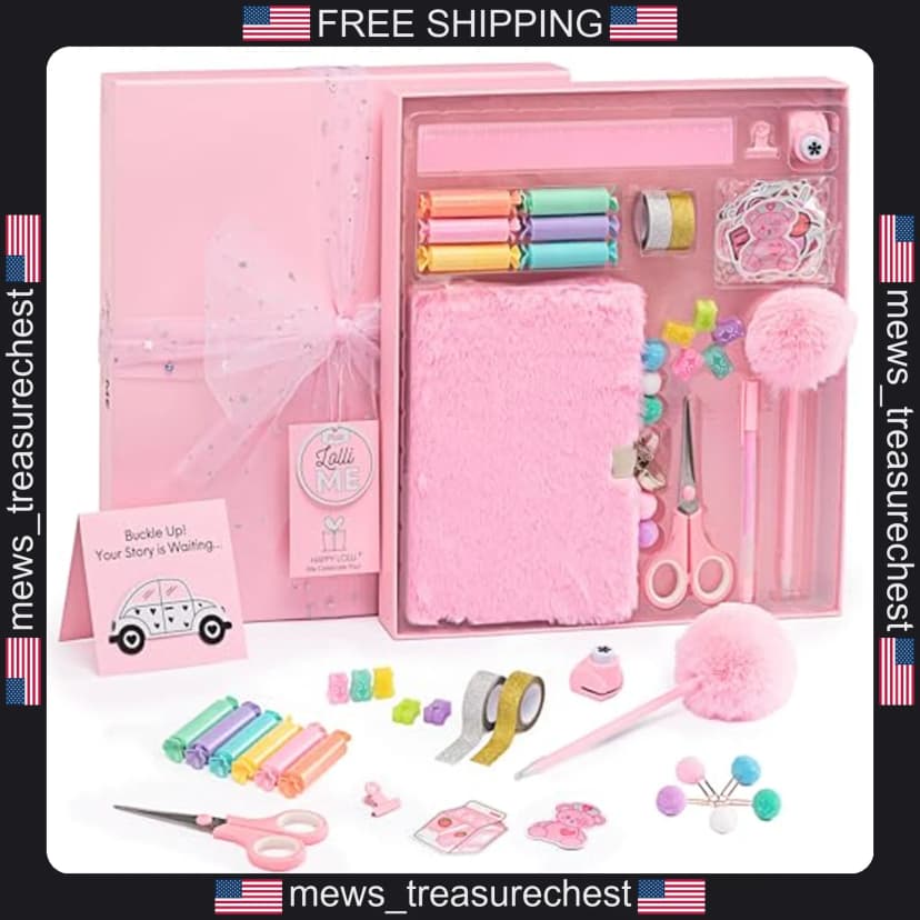DIY Journal Kit für Mädchen, 300+ Kreativzubehör, rosa abschließbares Tagebuch