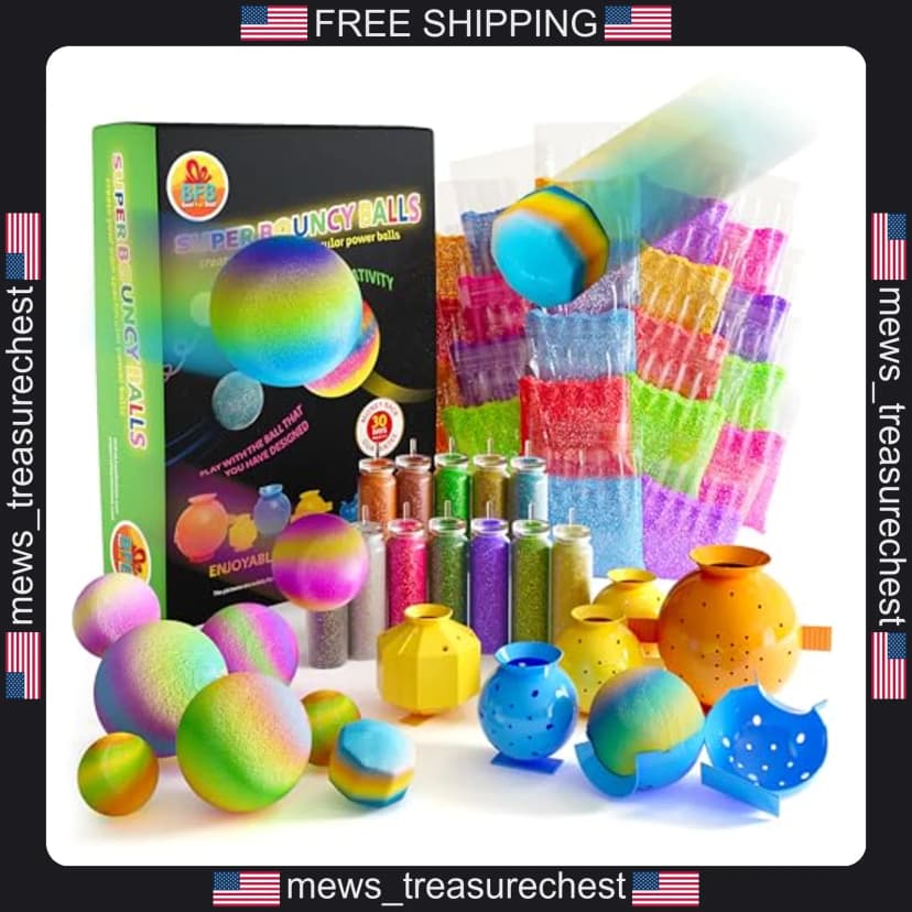 Kinder DIY Hüpfball Set mit Glow-in-the-Dark und Glitzer, 27 Bälle, Bastelset