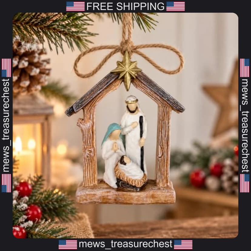 Weihnachtskrippe hängend Ornament Harz Heilige Familie Weihnachtsdeko