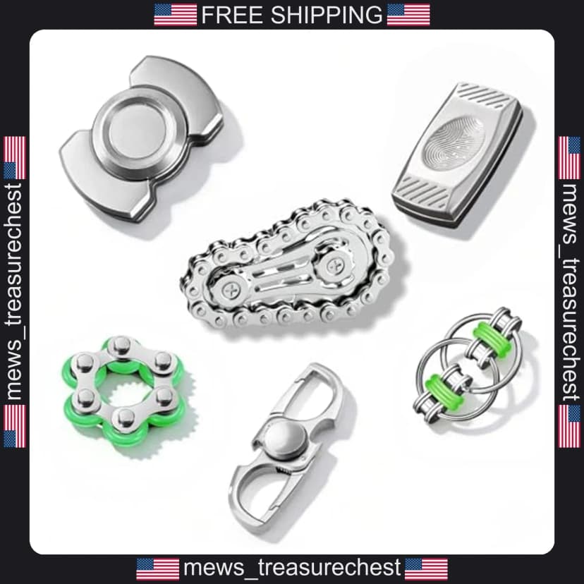 Metall Fidget Toys Set 6-teilig Stressabbau sensorische Schreibtisch Gadgets