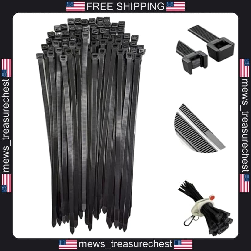 Schwerlast 12 Zoll Nylon Kabelbinder 0,3 Zoll breit 120 Pfund zugfest schwarz