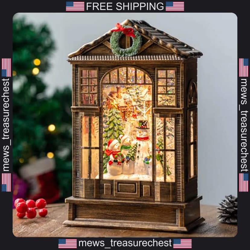 Weihnachts-Schneekugel mit wirbelndem Glitzer und Krippenszene, USB/Akku