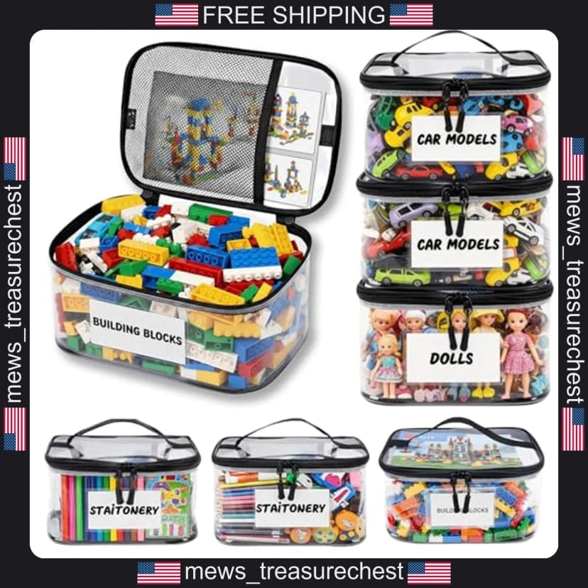 Klare Spielzeug Aufbewahrungstaschen 6er Set große wasserdichte Organizer
