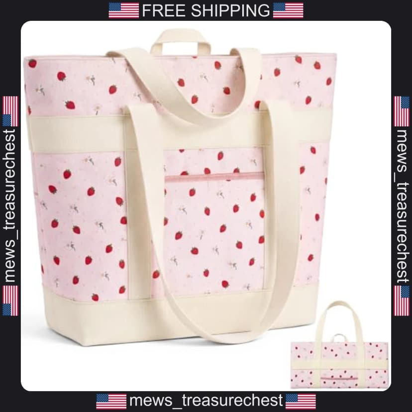 Isolierte Kühltasche 17,5 x 16,5 x 8 Zoll Erdbeermuster wiederverwendbar