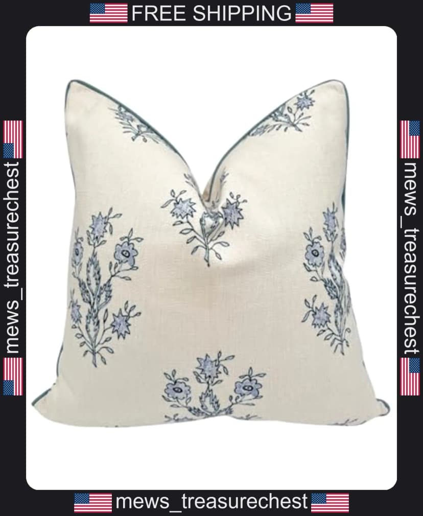 Dekorativer Kissenbezug 19x19 Zoll Baumwolle mit Blumenmuster und Reißverschluss
