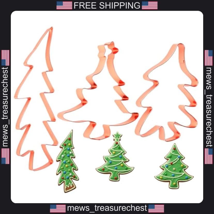 Weihnachtsbaum Ausstecher Set, Edelstahl, Gold, 8/5,5/5 Zoll