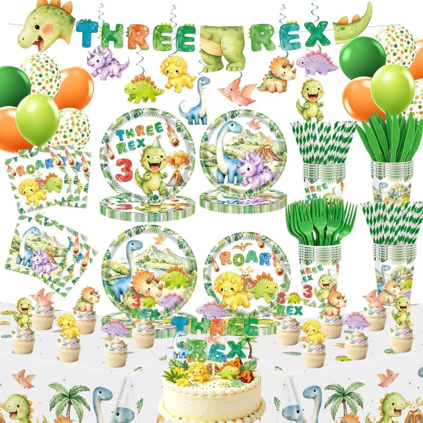 Party Deko Set 3. Geburtstag "Drei Rex" NEU