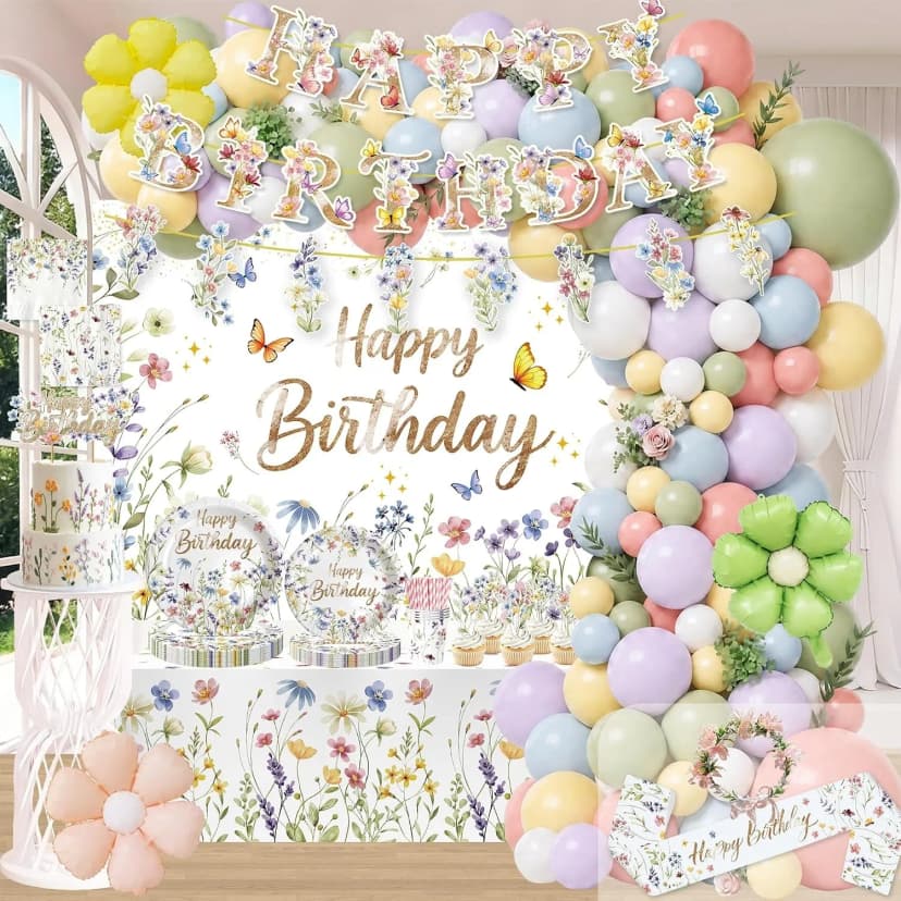 Wildblumen Geburtstag Deko Set NEU