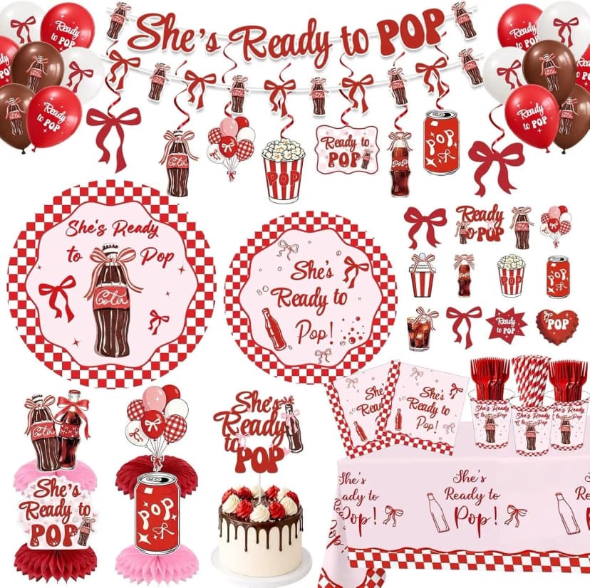 Babyparty Deko "She's Ready to Pop" NEU