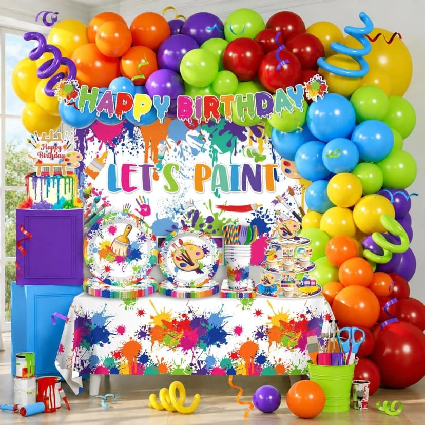 Happy Birthday "Malparty" decoration kit, Kunst Geburtstag Party Deko NEU