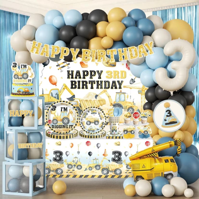 Bau Thema 3. Geburtstag Party Deko Set NEU