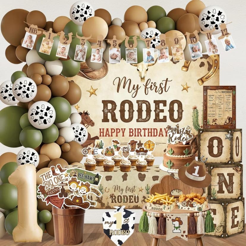 Western Cowboy 1. Geburtstag "My First Rodeo" Deko NEU