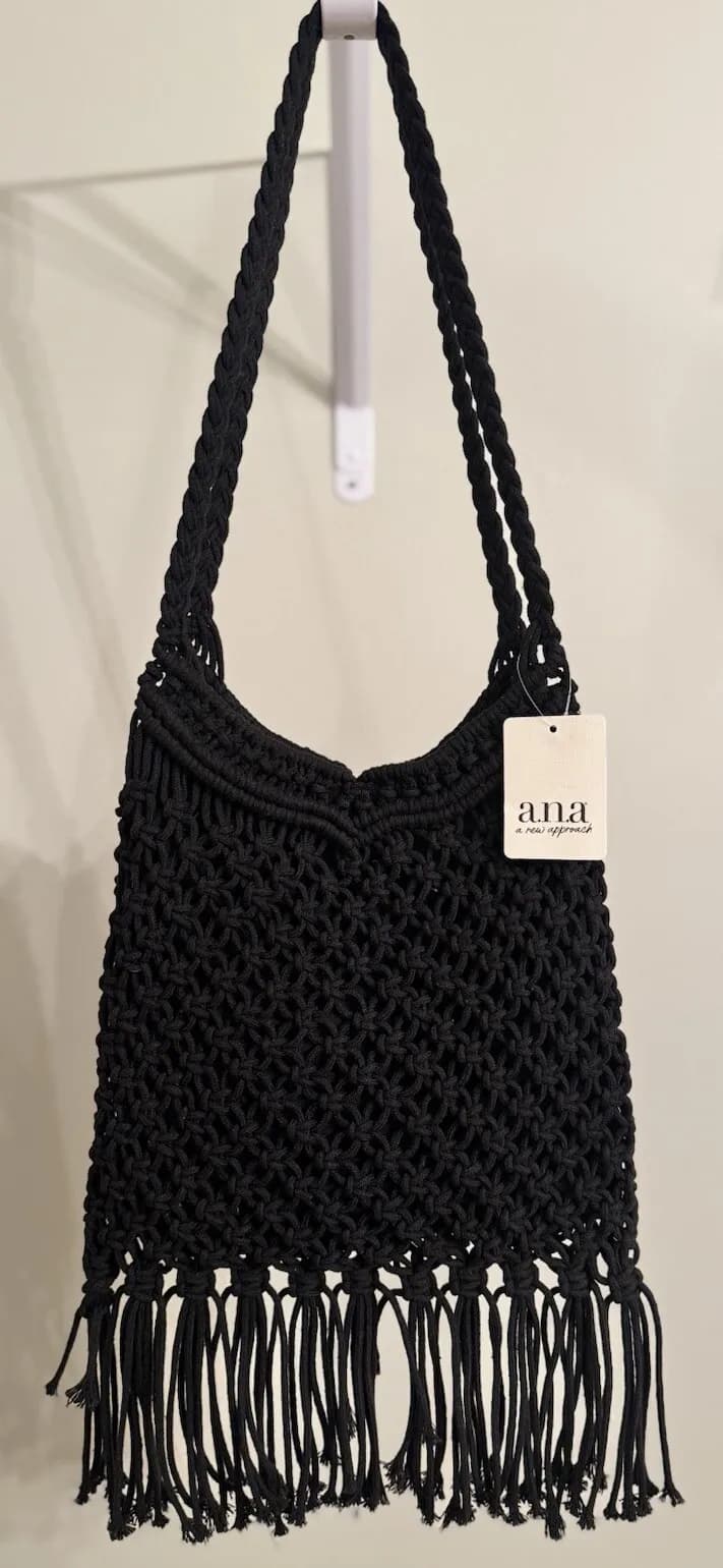 Neu a.n.a Häkel Boho Handtasche schwarz