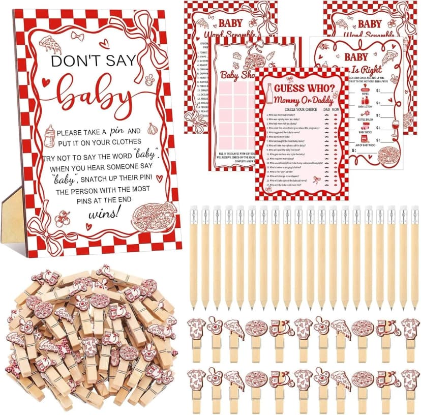 Baby Shower Games Set "Pizza/Special Delivery" Theme NEU