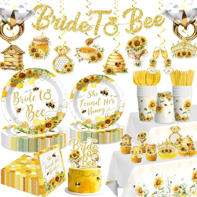Bridal Shower Dekor Set "Sie fand ihren Honig/Braut zur Biene" NEU