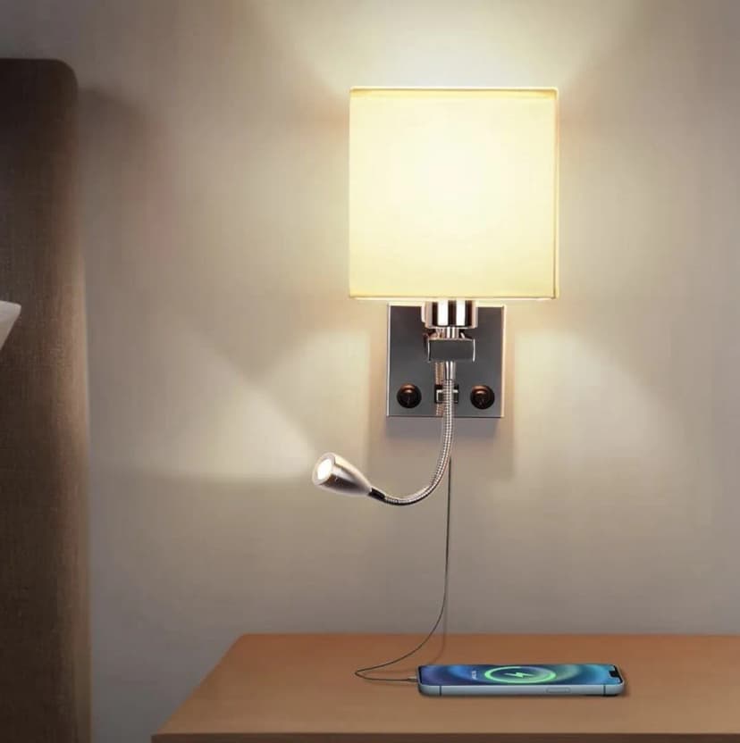 Nachttisch Wand Leuchte LED Wandleuchte Lese Eckig Lampe Schwanenhals Strahler