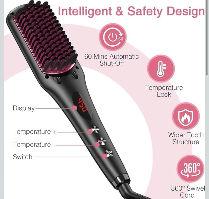 Haarglätter Heißbürste Beheizter 3D Kamm für Volumen & Glätten 230C