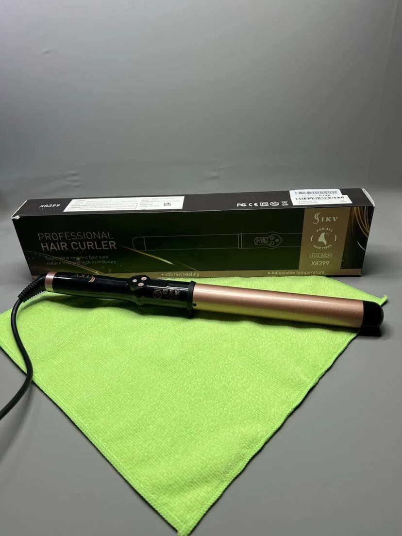 Langschaft Lockenstab 32 mm Zange schwarze Keramik-Turmalin