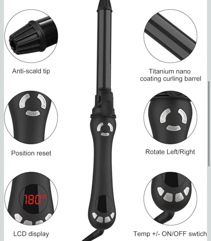 Automatischer Lockenstab Zange rotierend langer großer Schaft 25 mm für