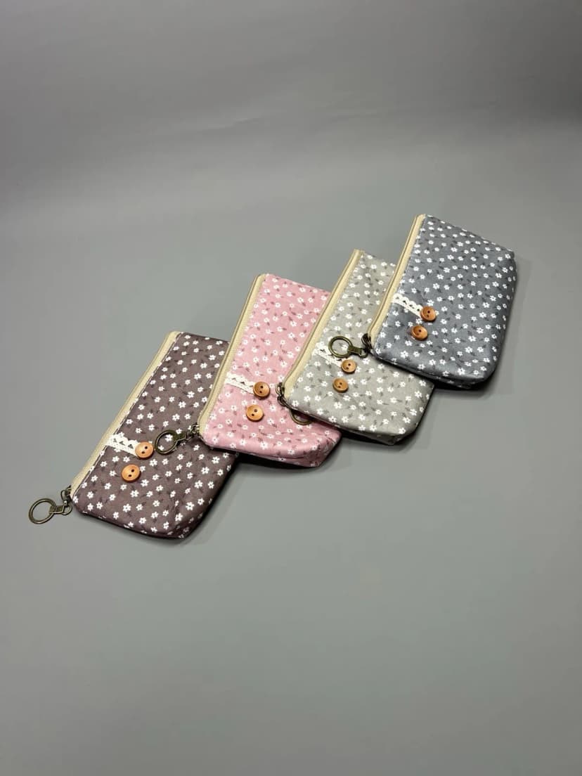 4x Blumen Canvas Federmäppchen Set Punch Schreibwaren Kosmetik MakeUp Geldbeutel