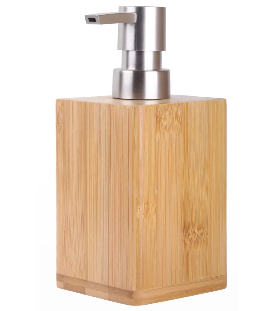 MODERNER SEIFENSPENDER BAMBUS | STABILE PUMPE | ELEGANTES DESIGN | ECHTES HOLZ