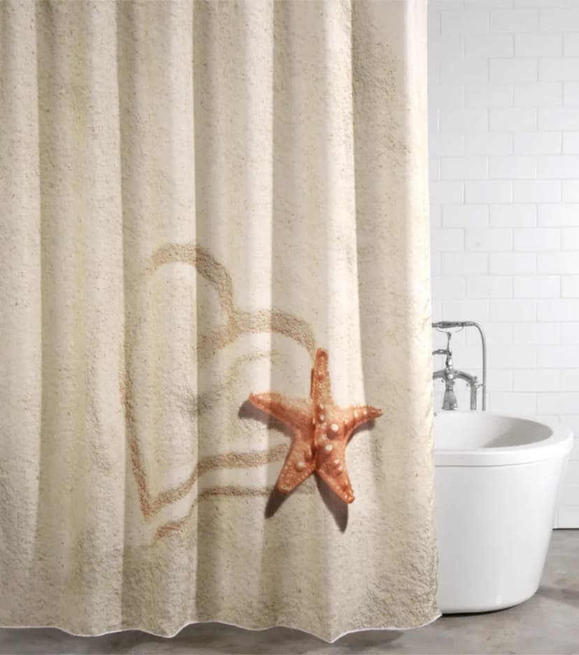 DUSCHVORHANG TEXTIL ANTI SCHIMMEL EFFEKT WANNENVORHANG BADEWANNENVORHANG SANDY